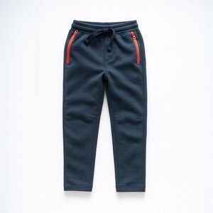 Tea Collection Navy Joggers w/Orange Zippers Kids Pants Size 5